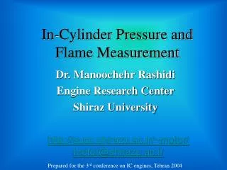 In-Cylinder Pressure and Flame Measurement