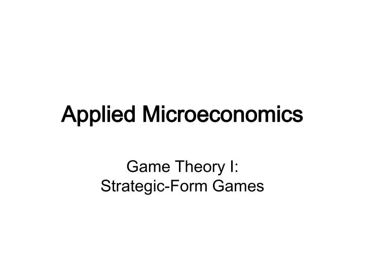 applied microeconomics