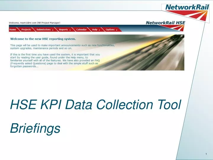 hse kpi data collection tool briefings