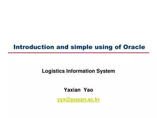 Introduction and simple using of Oracle