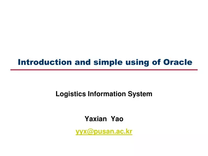 introduction and simple using of oracle