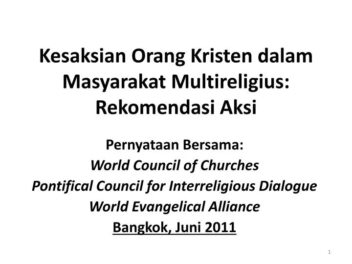 kesaksian orang kristen dalam masyarakat multireligius rekomendasi aksi