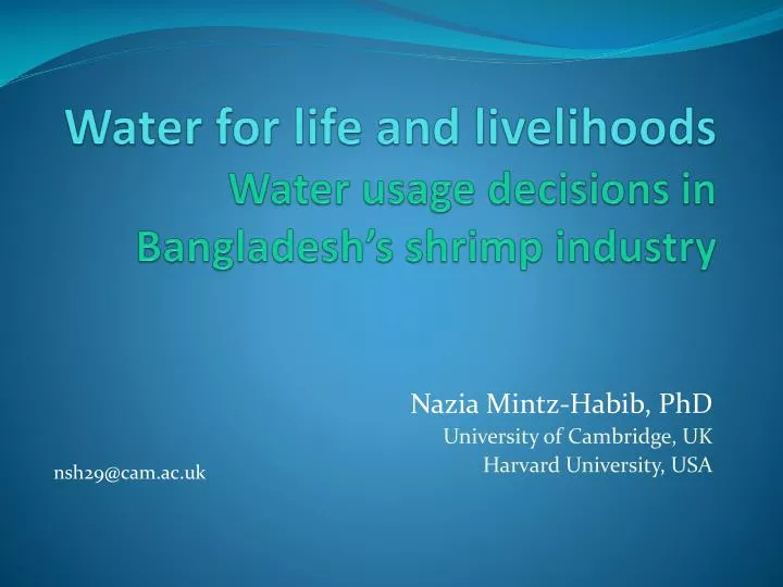 water for life and livelihoods water usage decisions in bangladesh s shrimp industry