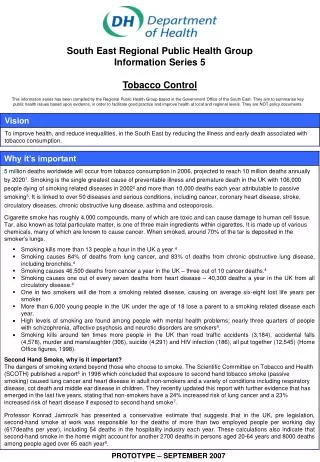 South East Regional Public Health Group Information Series 5 Tobacco Control