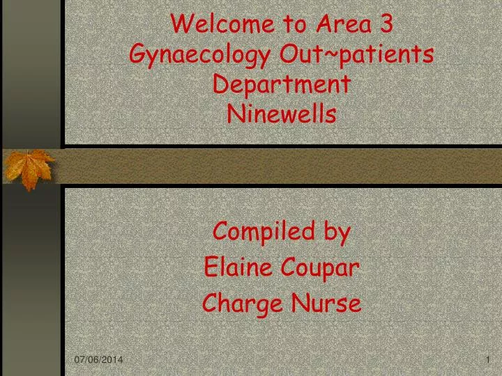 welcome to area 3 gynaecology out patients department ninewells