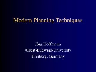 Modern Planning Techniques