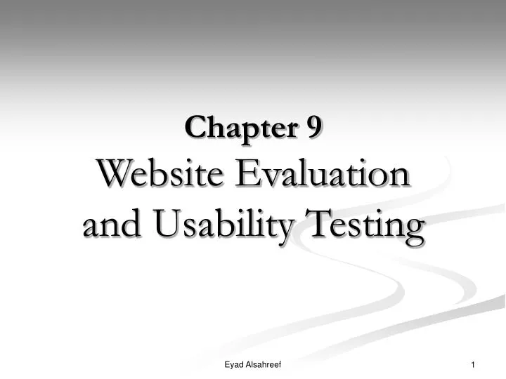 chapter 9 website evaluation and usability testing