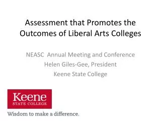 Assessment that P romotes the Outcomes of Liberal Arts Colleges