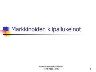 Markkinoiden kilpailukeinot