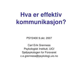 hva er effektiv kommunikasjon