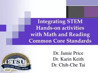 Integrating STEM Hands-on activities with Math and Reading Common Core Standards