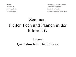 seminar pleiten pech und pannen in der informatik