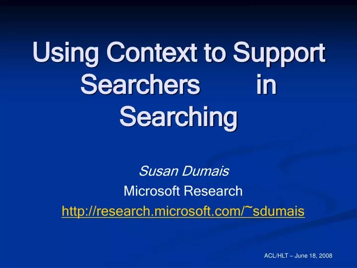 using context to support searchers in searching
