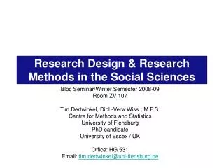 Research Design &amp; Research Methods in the Social Sciences