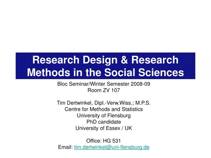 research design research methods in the social sciences
