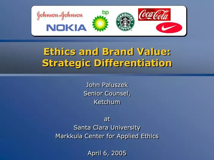 ethics and brand value strategic differentiation