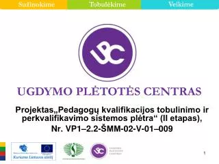 Projektas„P edagogų kvalifikacijos tobulinimo ir perkvalifikavimo sistemos plėtra“ (II etapas), Nr. VP1–2.2-ŠMM-02-V-01