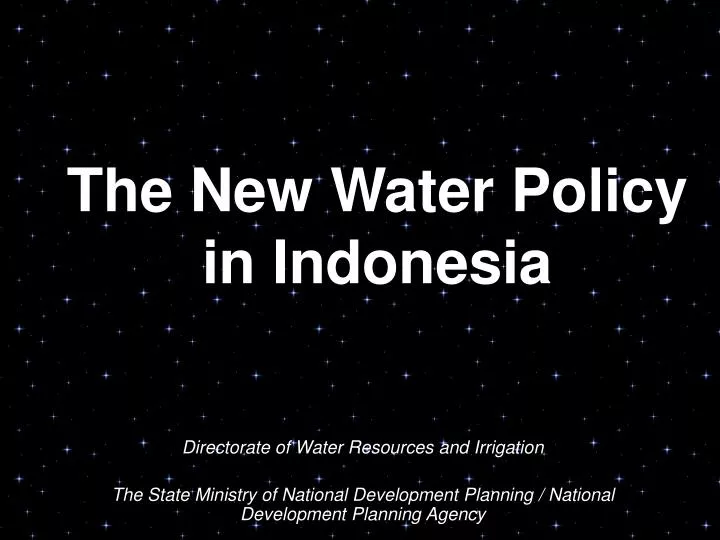 the new water policy in indonesia