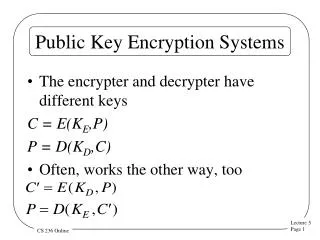 Public Key Encryption Systems