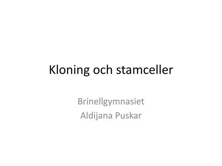 kloning och stamceller