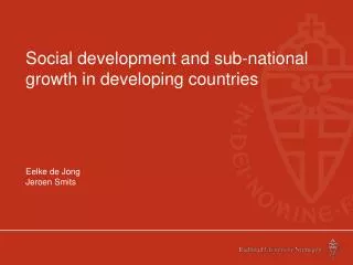 Social development and sub-national growth in developing countries