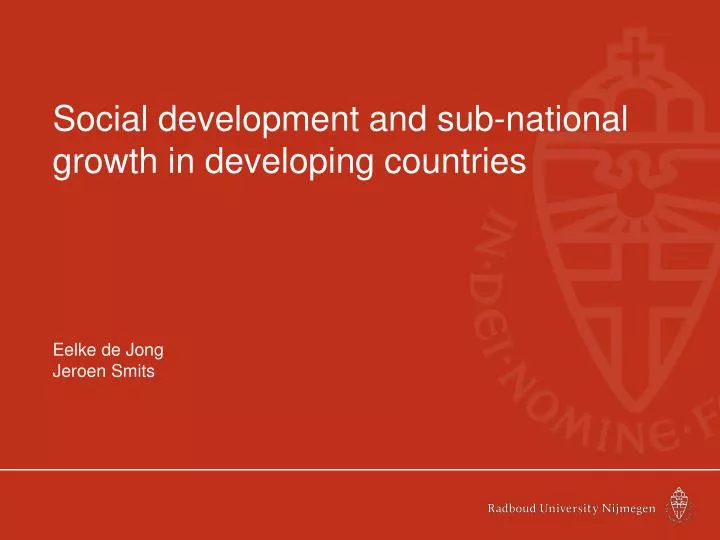 social development and sub national growth in developing countries