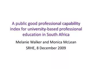 A public good professional capability index for university-based professional education in South Africa