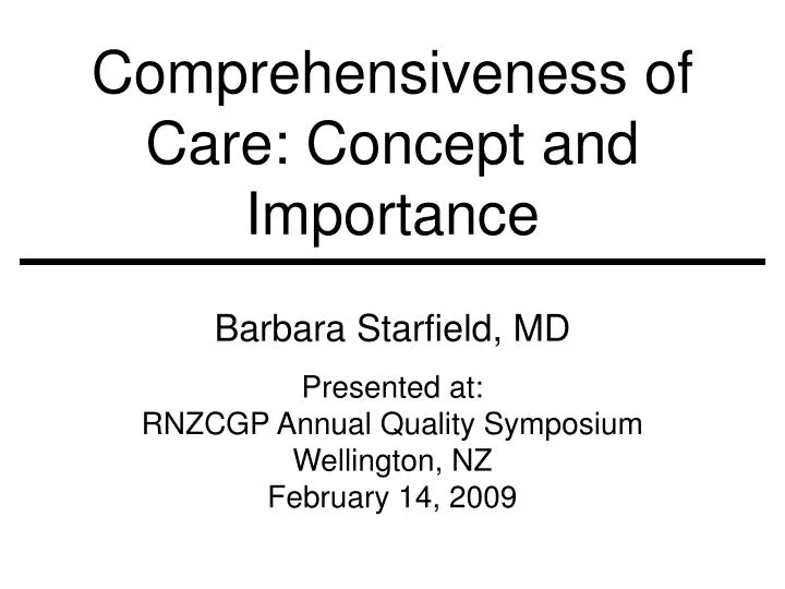 comprehensiveness of care concept and importance