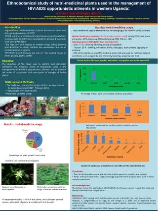 Introduction Uganda has a rich biodiversity of plants that contain novel anti-HIV agents ( Rubaale et al, 2007)