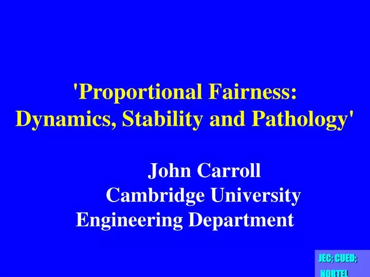 proportional fairness dynamics stability and pathology