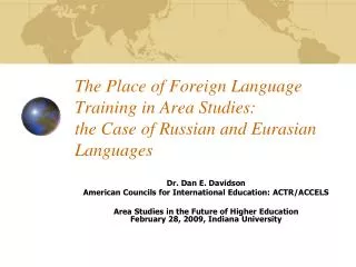 The Place of Foreign Language Training in Area Studies: the Case of Russian and Eurasian Languages