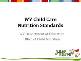 WV Child Care Nutrition Standards