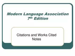Modern Language Association 7 th Edition