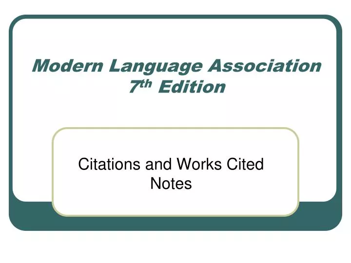 modern language association 7 th edition