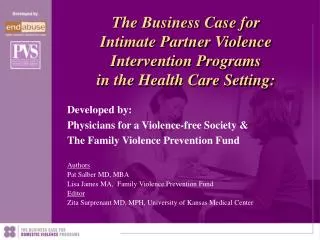 The Business Case for Intimate Partner Violence Intervention Programs in the Health Care Setting: