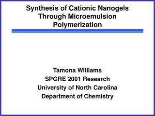 Synthesis of Cationic Nanogels Through Microemulsion Polymerization