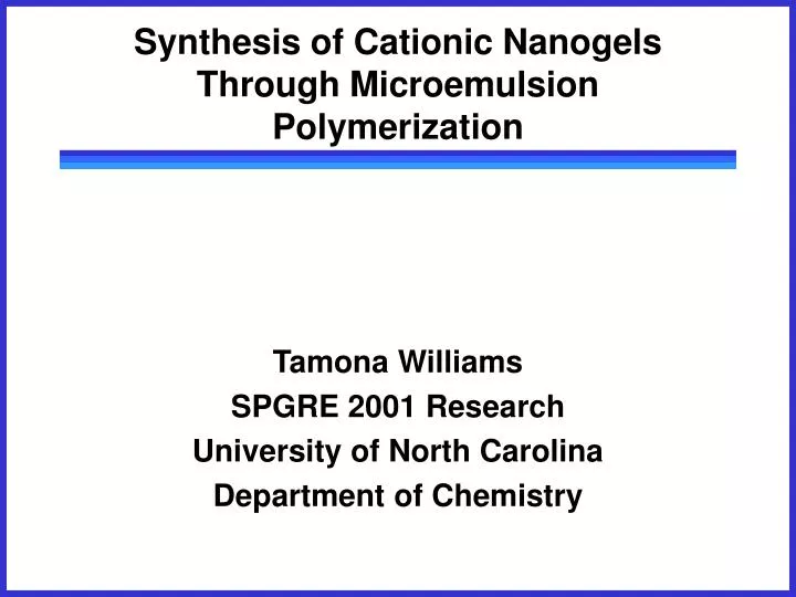 synthesis of cationic nanogels through microemulsion polymerization