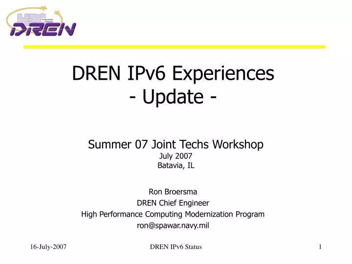 dren ipv6 experiences update