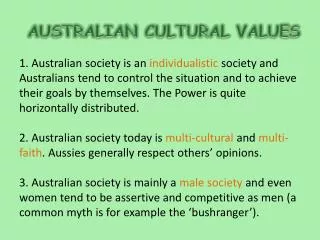 AUSTRALIAN CULTURAL VALUES