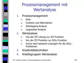 prozessmanagement mit wertanalyse