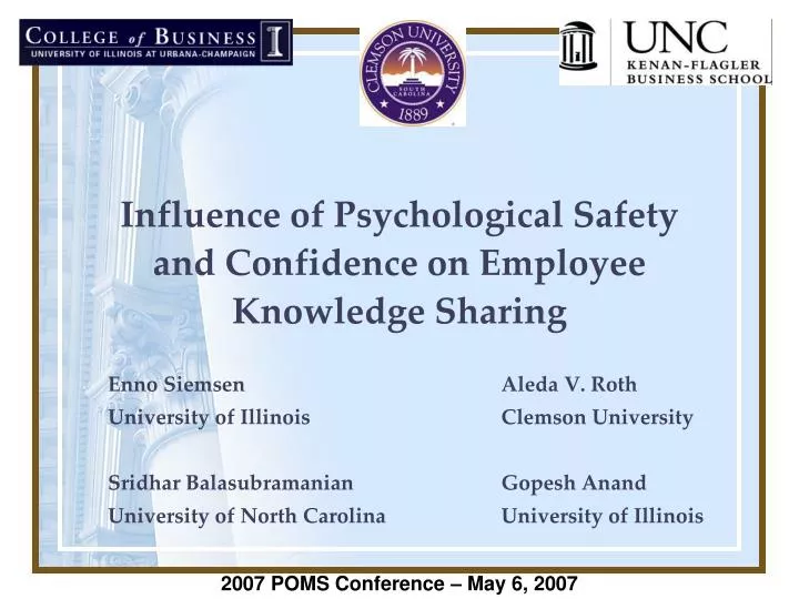 influence of psychological safety and confidence on employee knowledge sharing
