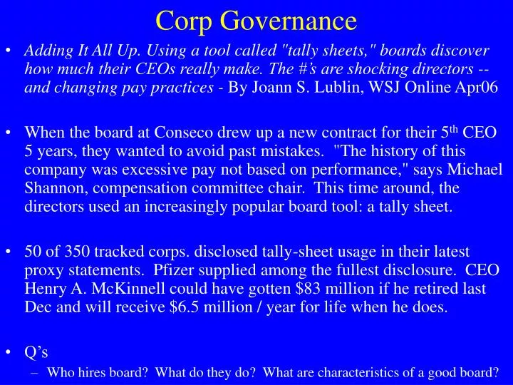corp governance
