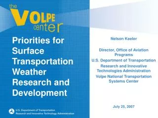 Priorities for Surface Transportation Weather Research and Development