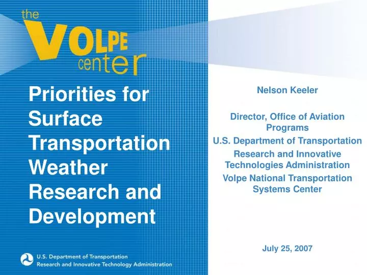 priorities for surface transportation weather research and development