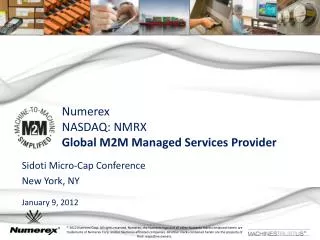 Numerex NASDAQ: NMRX Global M2M Managed Services Provider