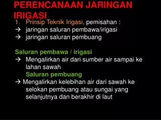 PERENCANAAN JARINGAN IRIGASI