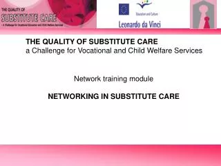 THE QUALITY OF SUBSTITUTE CARE a Challenge for Vocational and Child Welfare Services