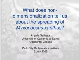 What does non-dimensionalization tell us about the spreading of Myxococcus xanthus ?