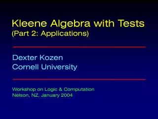 Kleene Algebra with Tests (Part 2: Applications)