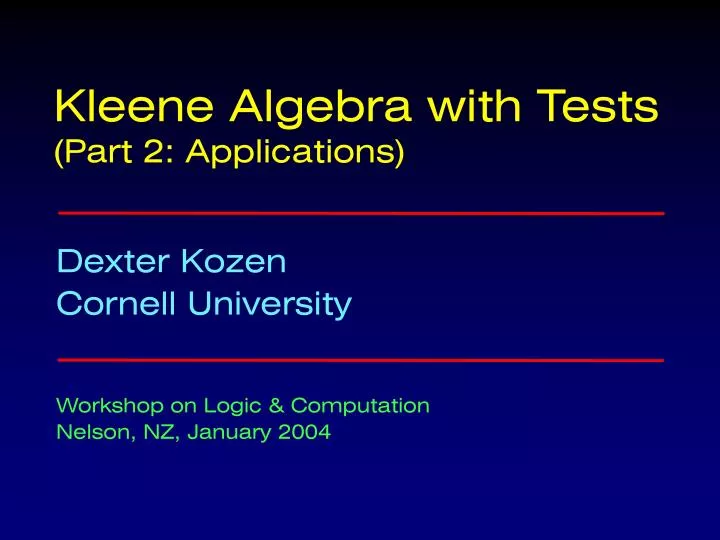kleene algebra with tests part 2 applications